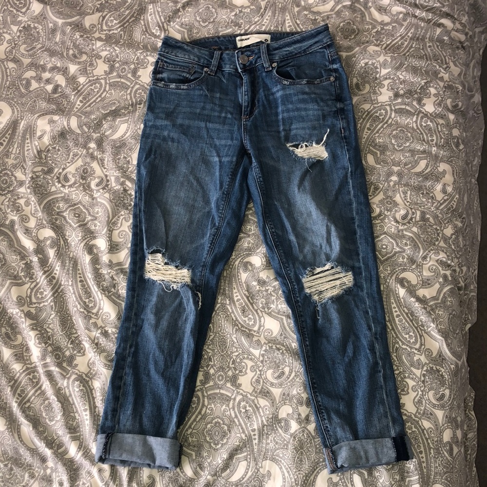 Blue boyfriend fit ripped jeans